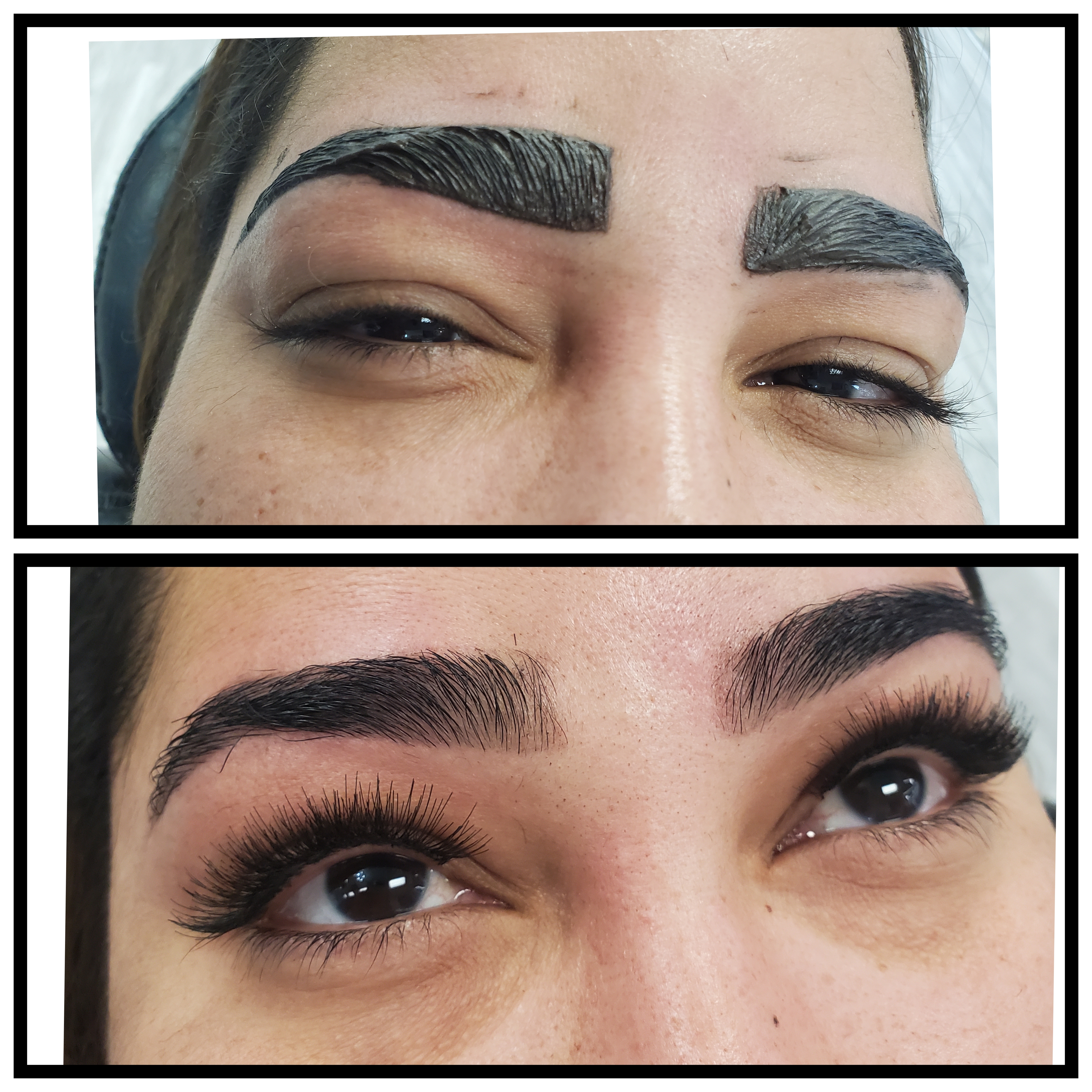 Cluster lashes and brow tint